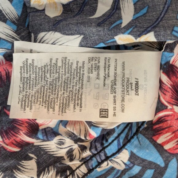 Produkt Floral Button Down Short Sleeve Men's Shirt - Blue- Size M - Picture 7 of 10
